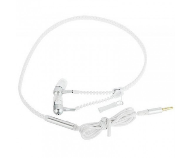 Наушники Zipper White, Mini jack (3.5 мм), вакуумные, микрофон на проводе, кабель 1.15 м